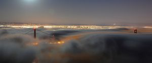 Preview wallpaper golden gate bridge, light, moon, fog, night, san francisco, california, usa