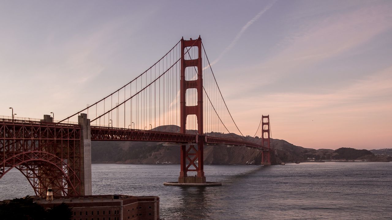 Wallpaper golden gate, bridge, water, coast, road