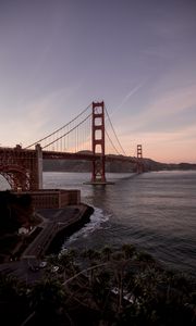 Preview wallpaper golden gate, bridge, water, coast, road