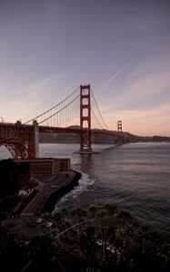 Preview wallpaper golden gate, bridge, water, coast, road