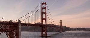 Preview wallpaper golden gate, bridge, water, coast, road