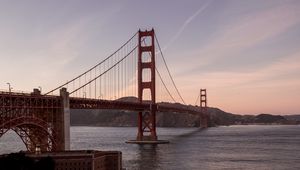 Preview wallpaper golden gate, bridge, water, coast, road