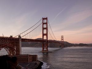 Preview wallpaper golden gate, bridge, water, coast, road