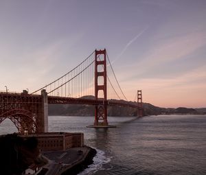 Preview wallpaper golden gate, bridge, water, coast, road