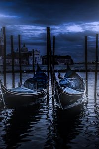 Preview wallpaper gondola, boats, night, pier