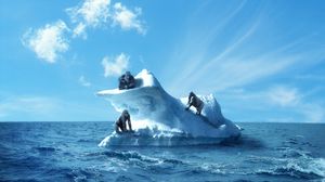 Preview wallpaper gorilla, iceberg, sea, sky