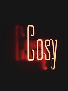 Preview wallpaper gosy, neon, text, light, red, dark