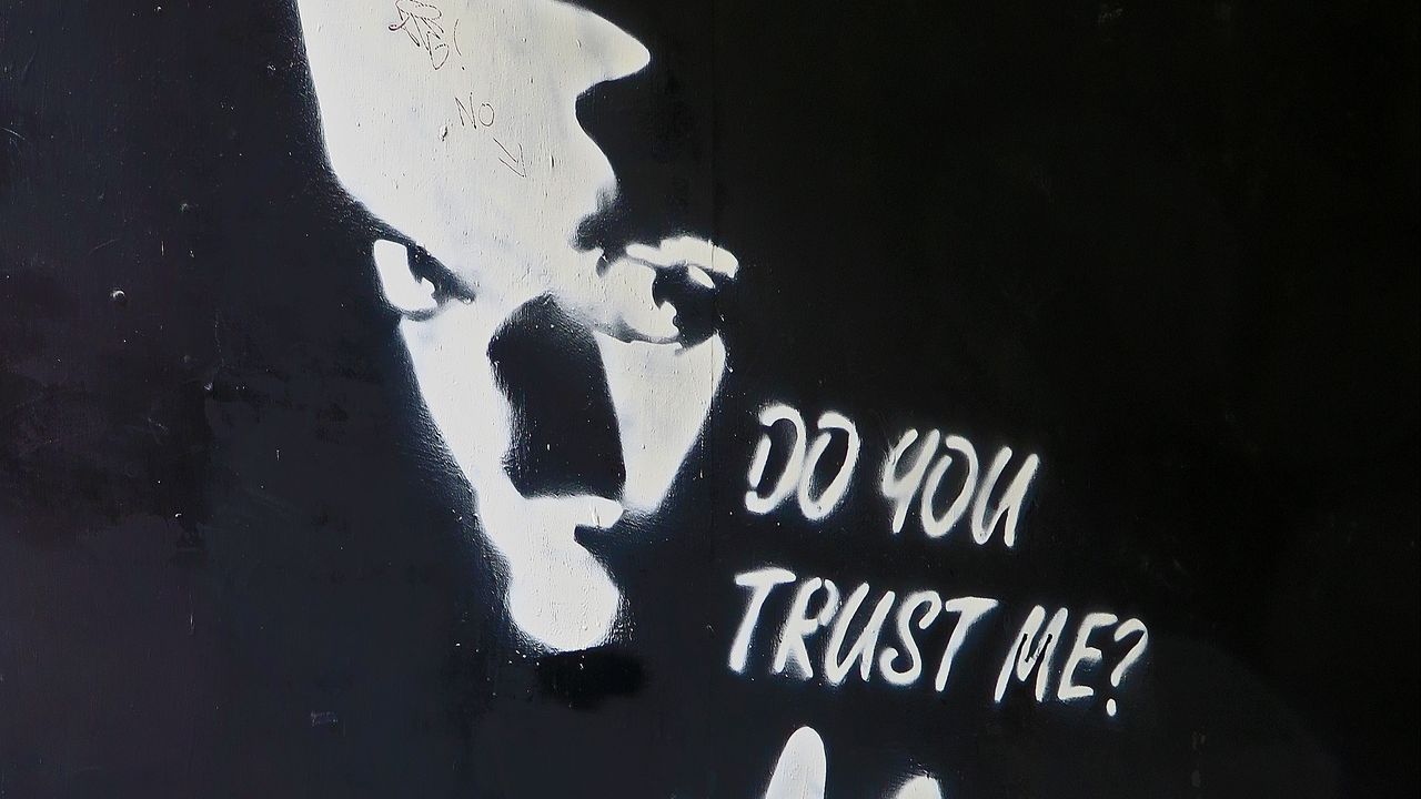 Wallpaper graffiti, art, bw, question, trust