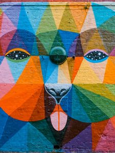 Preview wallpaper graffiti, art, muzzle, wall