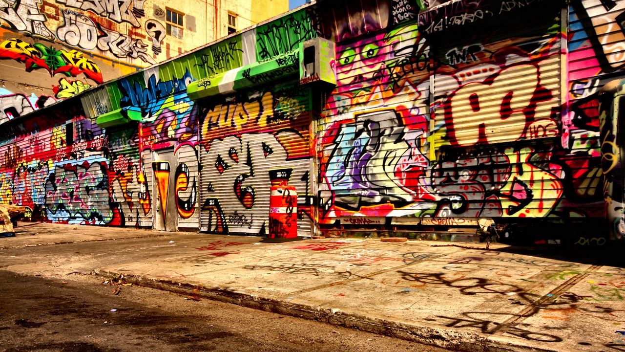 Wallpaper graffiti, asphalt, wall
