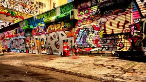Preview wallpaper graffiti, asphalt, wall