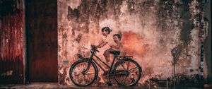 Preview wallpaper graffiti, bicycle, children, wall, old