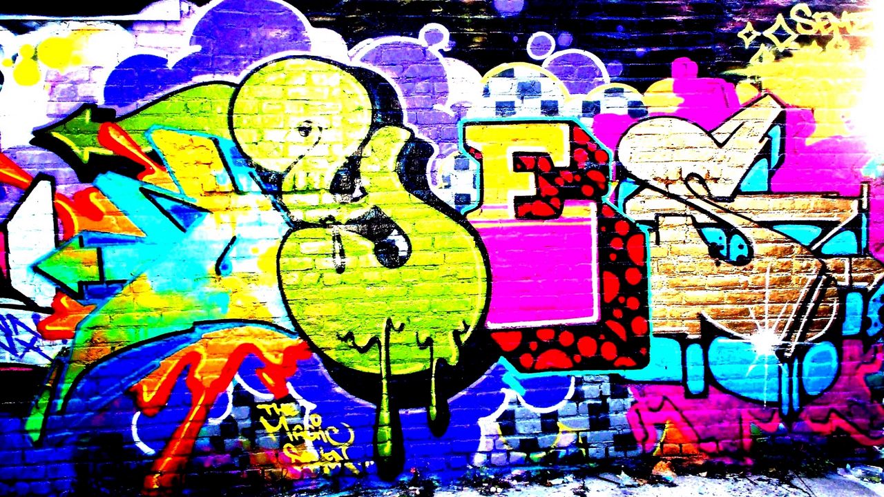 Wallpaper graffiti, bright colors, multicolors
