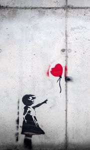 Preview wallpaper graffiti, child, balloon, love, street art