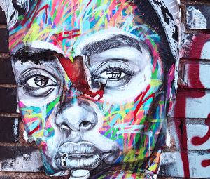 Preview wallpaper graffiti, face, portrait, wall, street art