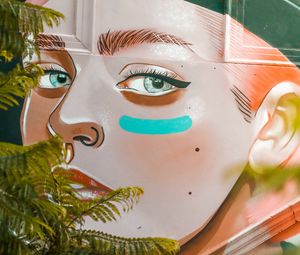 Preview wallpaper graffiti, girl, face, art, street art