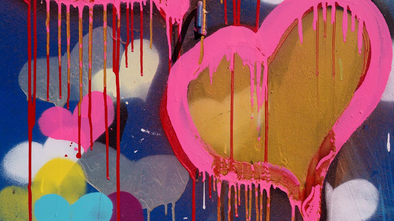 Wallpaper graffiti, hearts, love, paint