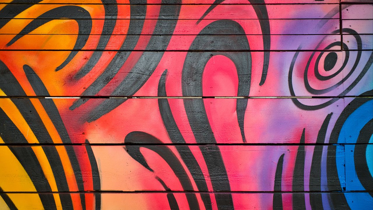 Wallpaper graffiti, lines, colorful, wall, boards, texture
