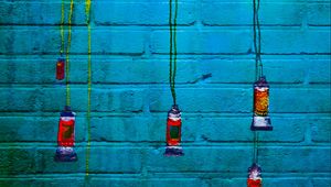 Preview wallpaper graffiti, paint, brick, tubes, wall
