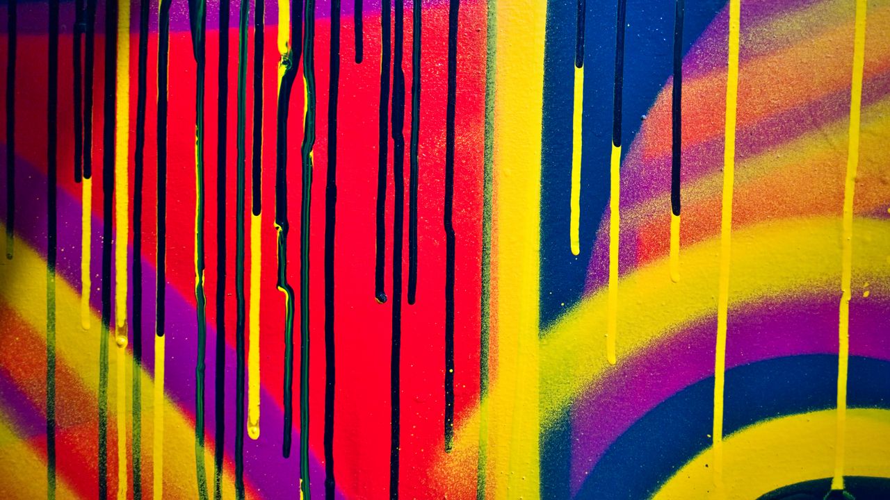 Wallpaper graffiti, paint, drips, colorful, bright, abstraction