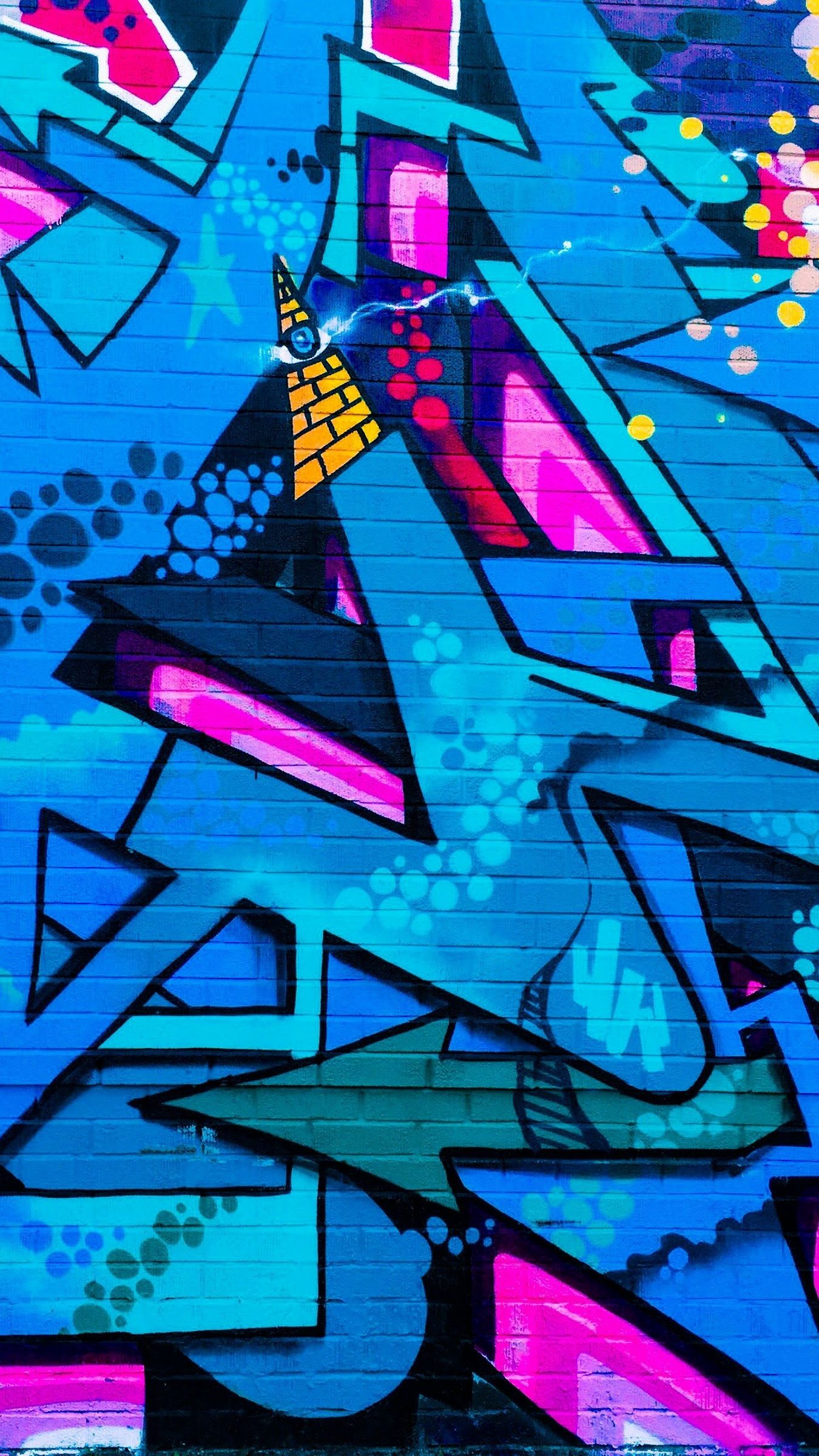 Download wallpaper 1350x2400 graffiti, street art, colorful, wall, urban  iphone 8+/7+/6s+/6+ for parallax hd background