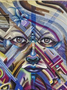 Preview wallpaper graffiti, street art, face, grunge