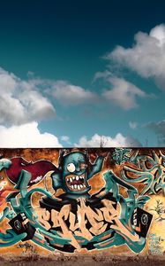 Preview wallpaper graffiti, wall, city, colorful