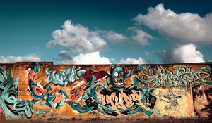 Preview wallpaper graffiti, wall, city, colorful