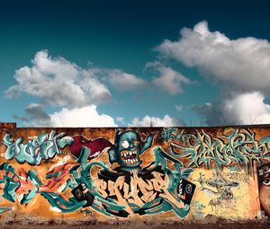 Preview wallpaper graffiti, wall, city, colorful