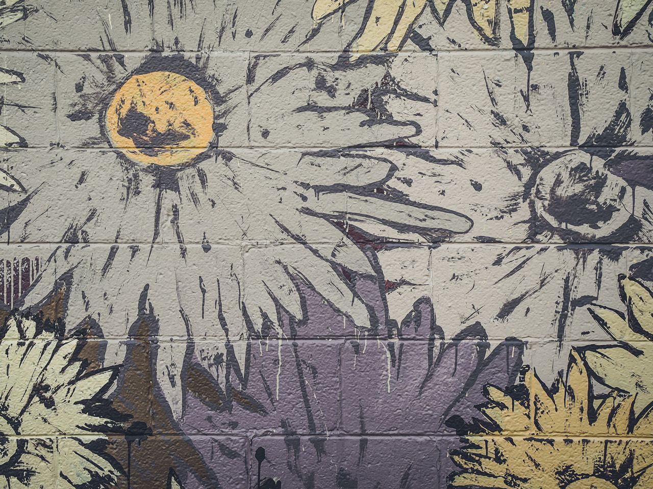 1280x960 Wallpaper graffiti, wall, paint, flowers, art