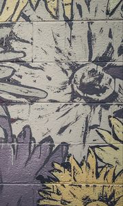 Preview wallpaper graffiti, wall, paint, flowers, art
