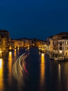 Preview wallpaper grand canal, venice, italy, canal, freezelight, night