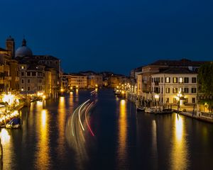 Preview wallpaper grand canal, venice, italy, canal, freezelight, night