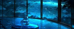 Preview wallpaper grand piano, musical instrument, room, particles