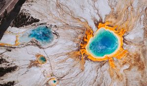 Preview wallpaper grand prismatic spring, surface, scenic, wyoming, united states