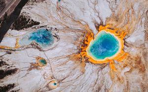 Preview wallpaper grand prismatic spring, surface, scenic, wyoming, united states
