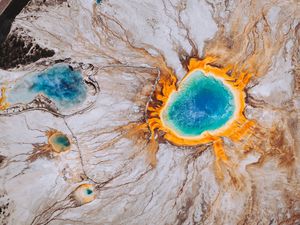 Preview wallpaper grand prismatic spring, surface, scenic, wyoming, united states