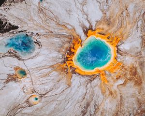 Preview wallpaper grand prismatic spring, surface, scenic, wyoming, united states