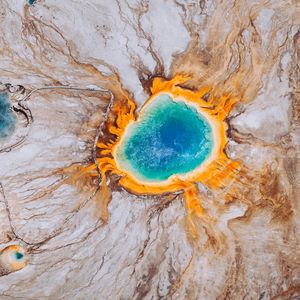 Preview wallpaper grand prismatic spring, surface, scenic, wyoming, united states