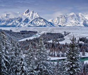 Preview wallpaper grand teton national park, united states, mountains, valley, snow