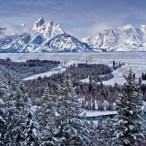 Preview wallpaper grand teton national park, united states, mountains, valley, snow