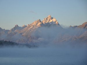 Preview wallpaper grand teton, national park, wyoming, usa, mountains, fog