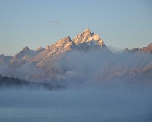 Preview wallpaper grand teton, national park, wyoming, usa, mountains, fog