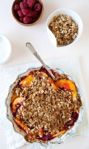 Preview wallpaper granola, peach, breakfast, bowl