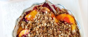 Preview wallpaper granola, peach, breakfast, bowl