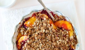 Preview wallpaper granola, peach, breakfast, bowl