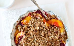 Preview wallpaper granola, peach, breakfast, bowl
