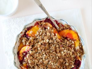 Preview wallpaper granola, peach, breakfast, bowl