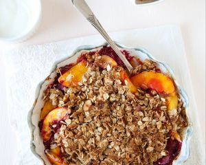 Preview wallpaper granola, peach, breakfast, bowl