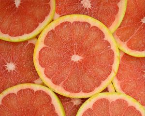 Preview wallpaper grapefruit, fruit, slices, red